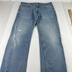 Levi's Jean Men 34x31* 505 Regular Straight Blue Thrashed Cotton Denim Tag 34x32